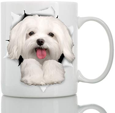 Lustige Kaffeetasse mit Malteser-Hund, Keramik, niedliches Geschenk – tolles Geburtstags- oder Weihnachtsüberraschung für Freunde oder Kollegen, Männer und Frauen 15oz weiß