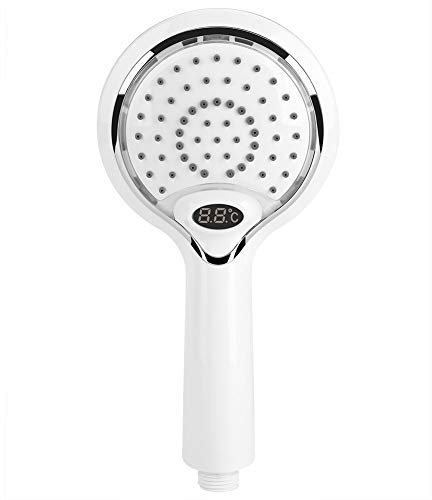 Nikou Cabezal de Ducha LED de Mano 3 Colors Change Water Powered, Cabezal rociador de Ducha LED con Sensor de Temperatura Pantalla Digital, Rociador de Ducha de Control de Temperatura
