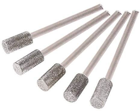 5PCS Diamond Coated Cylindrical Burr 5mm Chainsaw Sharpener Stone File Chain Saw Sharpening Carving Grinding Tools,as shown