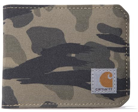 Carhartt Portafogli da uomo Bifold e Passcase, resistenti, disponibili in pelle e tela, nylon Duck (Blind Duck Camo), taglia unica