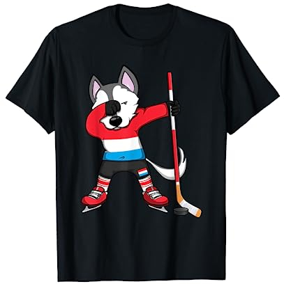 Dabbing Husky Luxembourg Maillot de hockey sur glace pour sports d'hiver T-Shirt