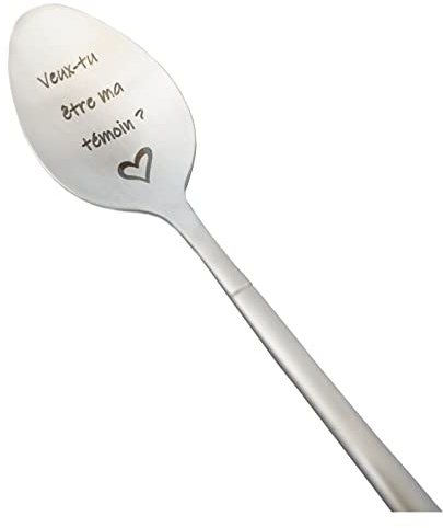 Cuillère Veux-tu être ma Témoin Personnalisée - Cadeau Original Demande Témoin Mariage Femme - Idée Surprise EVJF avec Coffret Cadeau - Gravure Laser Inox