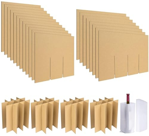 codree Lot de 4 kits d'emballage en verre – Séparateurs en verre pour boîtes de déménagement – Séparateurs en carton ondulé avec 48 pochettes en mousse pour boîtes de 40,6 x 30,5 x 30,5 cm (boîte non