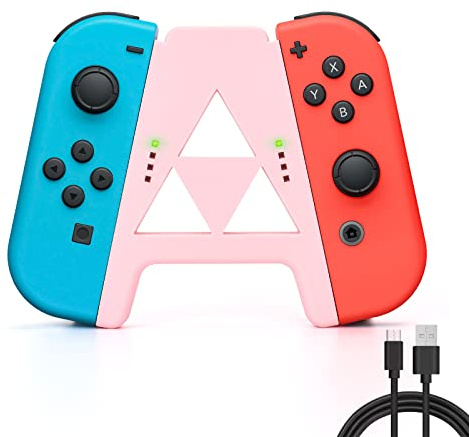DLseego Joy-Con Hand Grip for Switch and Switch Oled, Joy-con Grip Controller Portable A-Grip, Small Portable Handle,Plug and Play-Pink