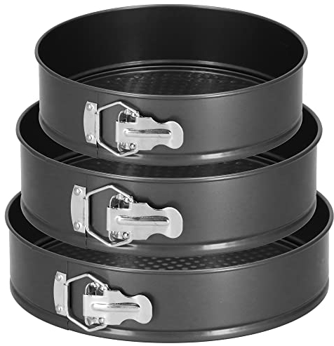 SPRINGOS Lot de 3 moules à charnière ronds pour la cuisson - Diamètre : 23 cm, 25 cm, 27 cm