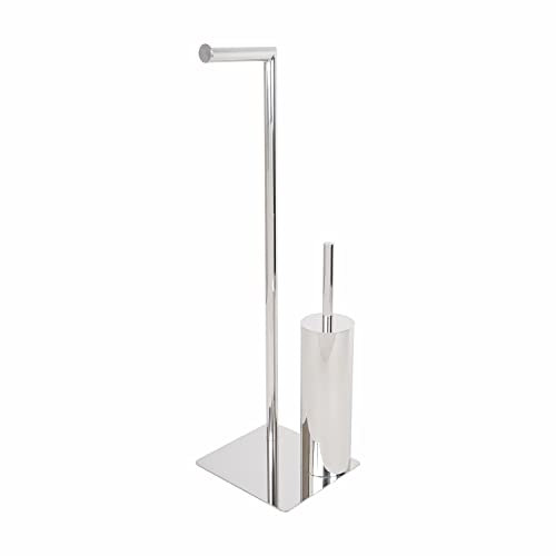 METAFORM Serviteur WC Porte-Papier Toilette sur Pied Poli en Acier INOX Aisi 304 Mod. Poseidon