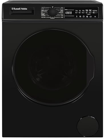 Russell Hobbs Freestanding Washing Machine, 9kg Capacity, 1400 rpm, 15 Programmes, Eco Technology, Rapid Wash Cycles, Black, RH914W116B