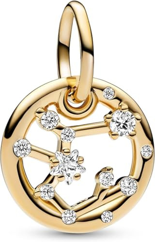 Pandora Moments Anhänger, Sternzeichen-Charms, 14-karätig vergoldet, mit klarem Cubic Zirkonia