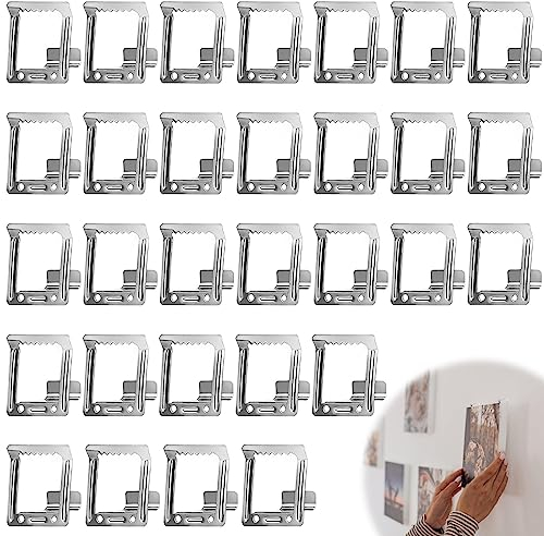 30 Stück Aufhänger für Keilrahmen: Profiltiefe 14 mm Metall Zackenaufhänger, Keilrahmen Aufhängen, Bilderhaken für Bilder auf Leinwand, Bilderrahmen Bilder Haken Bildaufhängung(Silber)