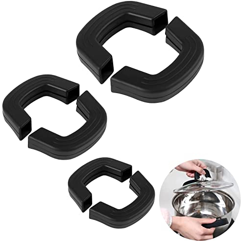 sinzau Topfgriffe Silikon, 3 Paar Silikongriffe für Töpfe, Topfgriff Hitzeschutz, 3 Größen von Hitzebeständig Pfannengriffabdeckungen, Für Bratpfannen Ofenschalen Woks Pfannen
