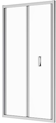 Box Doccia Nicchia 80 cm Mod. Capri Apertura A Libro Soffietto Vetro Temperato 6mm Trasparente Profili in Alluminio Cromato Flat Design Maniglia in Abs Cromato