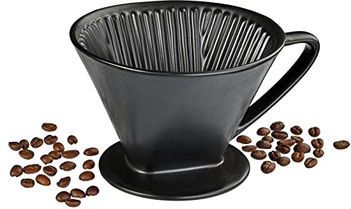 Filtro de café mate negro permanente, filtro de porcelana, tamaño 4 cilio