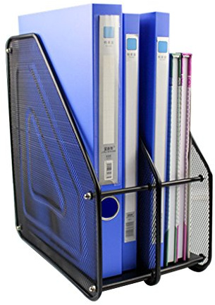 Faxianther Stehsammler Metall Zeitungsständer Schwarz 3 Fächer Zeitschriftensammler Magazinständer Schreibtisch Stehordner Archivsammler Organizer Manager Robuster Metallgeflecht Buchstütze