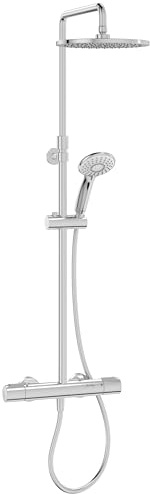 Jacob Delafon - Thermostatische Duschsäule Juliette – runder Duschkopf 25 cm – runde Handbrause mit 3 Strahlarten – 33,4 x 131,5 x 51,9 cm – Chrom-Finish – E46810-CP