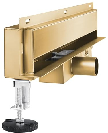 AQUAUNO Wand-Duschrinne 60 cm Gold – linearer Wandablauf aus Edelstahl AISI 304 mit befliesbarer 2-in-1-Abdeckung, herausnehmbarem Geruchsverschluss für die bodengleiche Dusche