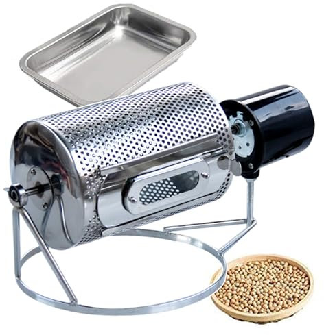 250G Coffee Bean Roaster Machine, Stainless Steel Drum Coffee Roaster with Visible Window, Household Nut Roaster for Baking Coffee Beans, Grains, Sesame, Peanut, Tea, Various Nuts