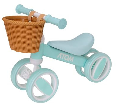 HTI Atom Kinder Bobble Bike mit Korb | Mein erstes Laufrad für Kleinkinder | Leichtes Balance Bike, Trainingsrad & Lauflernrad | Perfektes Kinderfahrrad ab 1 Jahr