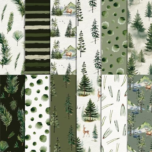 24 Blatt Waldmuster Scrapbook Papier Bastelpapier Weihnachten,12 Designs Motivpapier Weihnachten Scrapbook Dekorpapier Decoupage Papier für DIY Alben Umschläge, Grußkarten