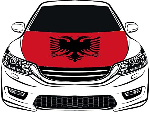 Motorhaubenbanner Mit Albanischem Adler, Zum Aufstecken Für Männer, Waschbar, Superelastisch, Wetterfester Stoff, Nicht Klebendes Banner, 3,5 X 5 Fuß, Passend Für Die Meisten Motorhaubenflag