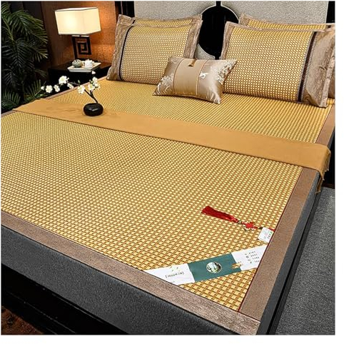 Rattan Kühlmatte,Kühlmatte Rattanmatte。 Kühlmatte aus Bambus, faltbare, glatte Klimamatte fürs Bett, faltbare doppelseitige Bambusmatte fürs Bett, kühle Sommerschlafmatte, Bambusmatratze(Natural,1.8*2