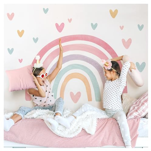 Little Deco Wandtattoo Regenbogen mit Herzen pink grün gelb DL5092 XL