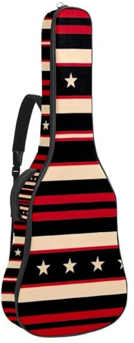 Art Red American Stripe - Custodia per chitarra acustica con 2 tasche, tracolla regolabile e gancio posteriore, adatta per chitarre elettriche, bassi e chitarre classiche, Art Red American Stripe,