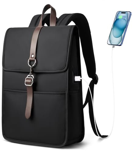 HEROIC KNIGHT Laptop Rucksack Herren Damen,15,6 Zoll Laptoptasche Business Rucksack Herren mit USB-Anschluss, Elegant Tagesrucksack Frau Schulrucksack Backpack Women für Arbeit Uni Büro Reise,Schwarz