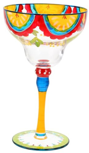 MOLUCKFU Margaritaglas Aus Bemalten Dekorativen Gläsern Passend Für Margarita Wein Cocktails Saft Wasser Und Desserts Für Hochzeiten Feiern Und Zuhause