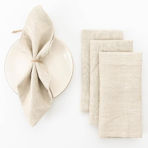 HSOFTIFY Servietten aus reinem Leinen, 50,8 x 50,8 cm, Set mit 4 einfarbigen Leinenservietten, Tuch für Urlaub, Hochzeit, Dekoration, maschinenwaschbar, Leinen