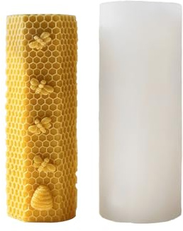 Xidmold Biene Honigwabe Kerzenform Silikon, Kerzen Silikonform Säule, Kerzen Formen Silikon, Gießform für Bienenenwachskerzen Herstellung, DIY Handwerk (A)