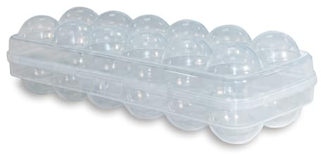 Libbi Lou Clear Egg Storage Box | Covered 12 Egg Holder for Refrigerator | Single or Two Set | Stackable Plastic Tray | BPA-Free Transparent Container