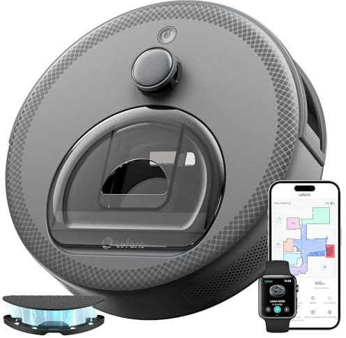 LEFANT M330 Robot Aspirador y Fregasuelos con Mapeo 3 en 1, Succión 5000 Pa, 150min, Navegación dToF, Evitación de Obstáculos PSD 190°, Alexa/App/i Watch, Ideal para Pelo de Mascotas y Alfombras, Gris