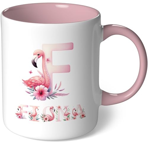 Personalisierte Tasse mit Namen - Flamingo - Geschenk Kaffeetasse Namenstasse selbst gestalten personalisieren bedrucken Geburtstag Becher Teetasse Kaffeebecher (Weiß - Rosa Bild36)