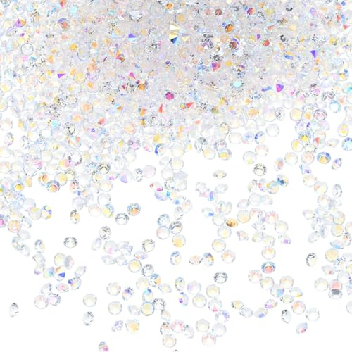 M METERXITY 3600-Pack Acrylic Diamonds, 0.12 Inch/3mm Wedding Table Scatter Confetti Crystals for Vase Fillers/Art Craft, Acrylic Diamonds Gems [White AB]