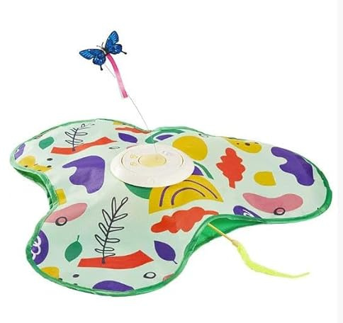 Geoyien Juguetes Juegos para Gatos, Cat Toys, Juguete Pajaro para Gatos, con Plumas y Mariposas Extraíbles, Inducción Infrarroja, Gato Residenciales Activos (Verde)