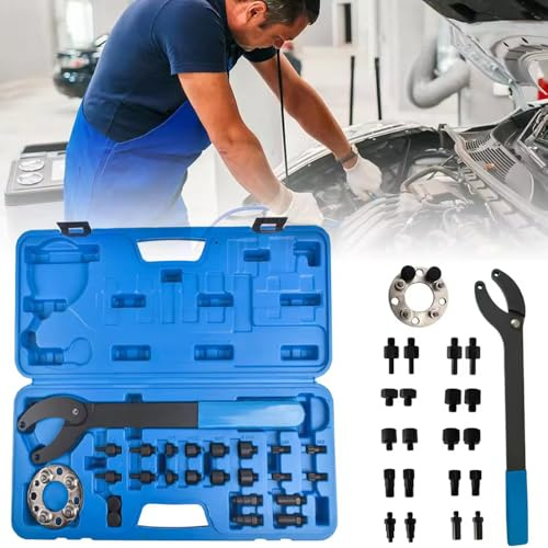 Gegenhalteschlüssel für Kurbelwellen und Riemenscheibenhalter|420mm Länge,146mm Max Öffnung|Metall & ABS Schwarz|Kompatibel mit VW Audi Skoda|Werkzeug zum Festhalten von Nockenwellen,Ölpumpen,Dämpfer