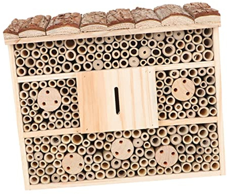 ifundom Maison en Bois D’Abeilles Extérieure pour Jardin – Cabane Nid D’Insectes Écologique – Décoration Naturelle Terrasse Et Cour – Refuge Bois pour Abeilles Sauvages Et Insectes Pollinisateurs