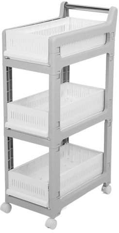 plplaaoo Cassetti scorrevoli del carrello per carrelli per carrello per le ruote universali per camera da letto da bagno elegante funzionale robusto spazioso e facile assemblaggio cestini (3 strati)