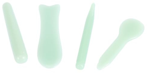 SOESFOUFU Jade Schabestab 4 Stück Leichtes Körpermassagegerät Gesichtsmassagegerät Glatte Oberfläche für Gesicht Rücken Augen Einfache Reinigung Wellness