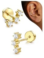 Adramata örhängen silver 925 brosk örhängen dam flatback örhängen silver 925 allergivänliga Tragus Helix Piercings guldpläterad örhänge kontakt