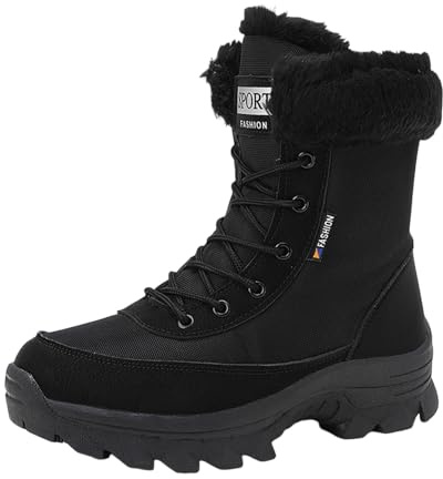 Generisch , Botas de invierno forradas para clima frío, suela antideslizante, botines acolchados cómodos y cálidos para nieve, Negro , 36 EU