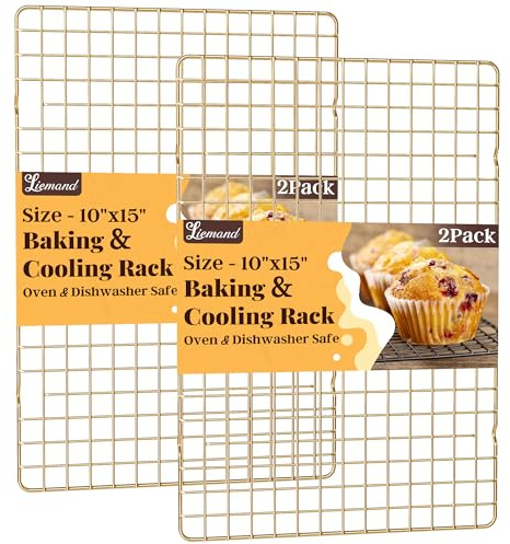 Cooling Racks for Cooking and Baking - 2 PCS 10 x 15 Grid Wire Baking Rack for Oven Cooking, Baking, Grilling, Roasting - Dishwasher Safe Bacon Rack - Fits Jelly Roll Cookie Sheet Pan