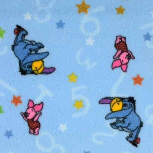 StoffBook BLAU/BUNT KUSCHEL FLEECE STOFF WINNIE POOH MUSTER WARMER STOFF FÜR BABYDECKEN, UND, E559