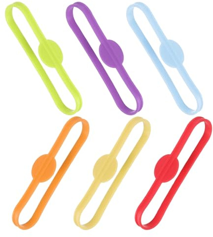 OFFSCH Silicone Wine Glass Markers and Beer Bottle Strip Tags, 6 Colors, Reusable Drink Marker Bands for Cocktail Parties, Weddings, and Family Gatherings
