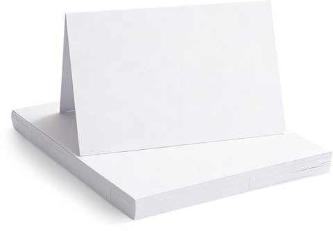 XRVRILE 50 Stück Faltkarten Blanko Klapp-Karten Zum Gestalten, Beschriften Oder Bedrucken Tischkarten Hochzeit Tischkarten Blanko Menükarten Gestalten für Geburtstag Party Taufe, Weiß