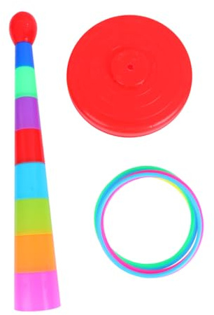 VICASKY Jeu de Lancer D'anneaux Colorés 18 Pièces pour Garçon et Filles et Parents Anneaux en Plastique Multicolores Jeu Éducatif de Coordination Œil-Main Activités Couleur Aléatoire