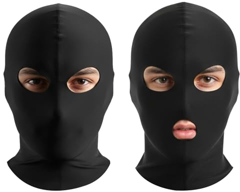 Cheynn 2 Stück Sturmhaube Atmungsaktiv, Lustige Schwarze Gesichtshaube Herren Damen Dünn Fahrrad Sturmmaske Motorrad Balaclava Sexy Vollgesichtsmaske Cosplay Kostümzubehör