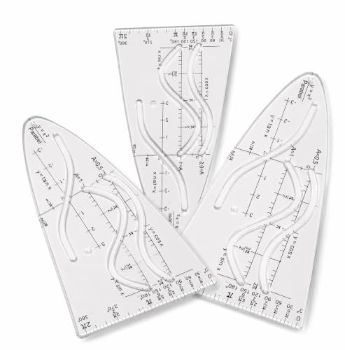 Lot de 3 pochoirs paraboliques, pochoirs mathématiques, règle parabole, gabarit de parabole normal