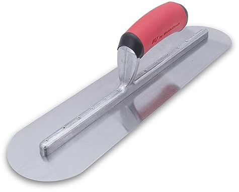 Truelle de lissage entièrement arrondie de Marshalltown avec poignée en acier à prise souple, outil pour les plâtriers, dimensions de la truelle : 457x127 mm