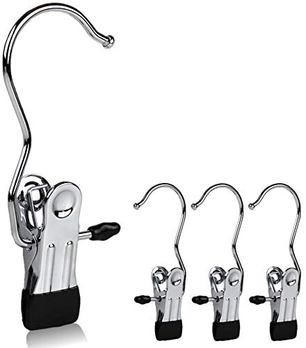The Hanger Store 100 Single Metal Clip Coat Hangers for Clothes, Belt | Rubber Dipped Clips for Non Slip and Fabric Protection. Strong Chrome Metal Clip, Ideal for Scarves, Belts, Ties & Shoes.